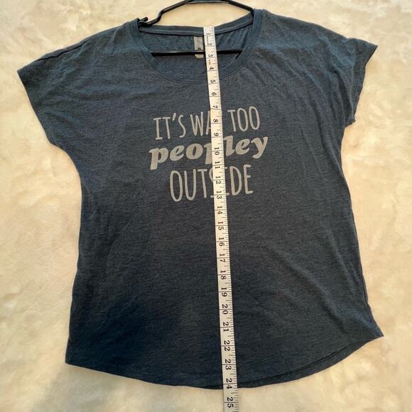 Next Level Apparel Funny Graphic T Shirt Size S "It's Way Too Peopley Outside" - Picture 2 of 6
